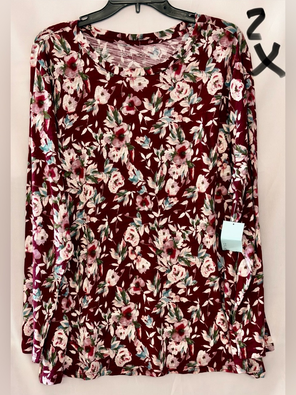 Floral Burgundy Long-Sleeve Women's Top - Soft Everyday Tee